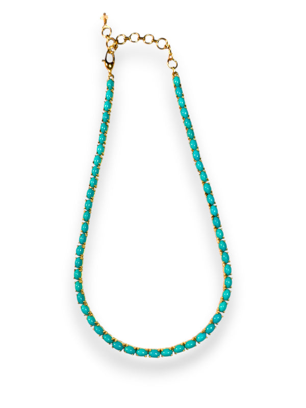 Sleeping Beauty Turquoise Riviere 14K Gold Necklace-Necklaces-Gretchen Ventura