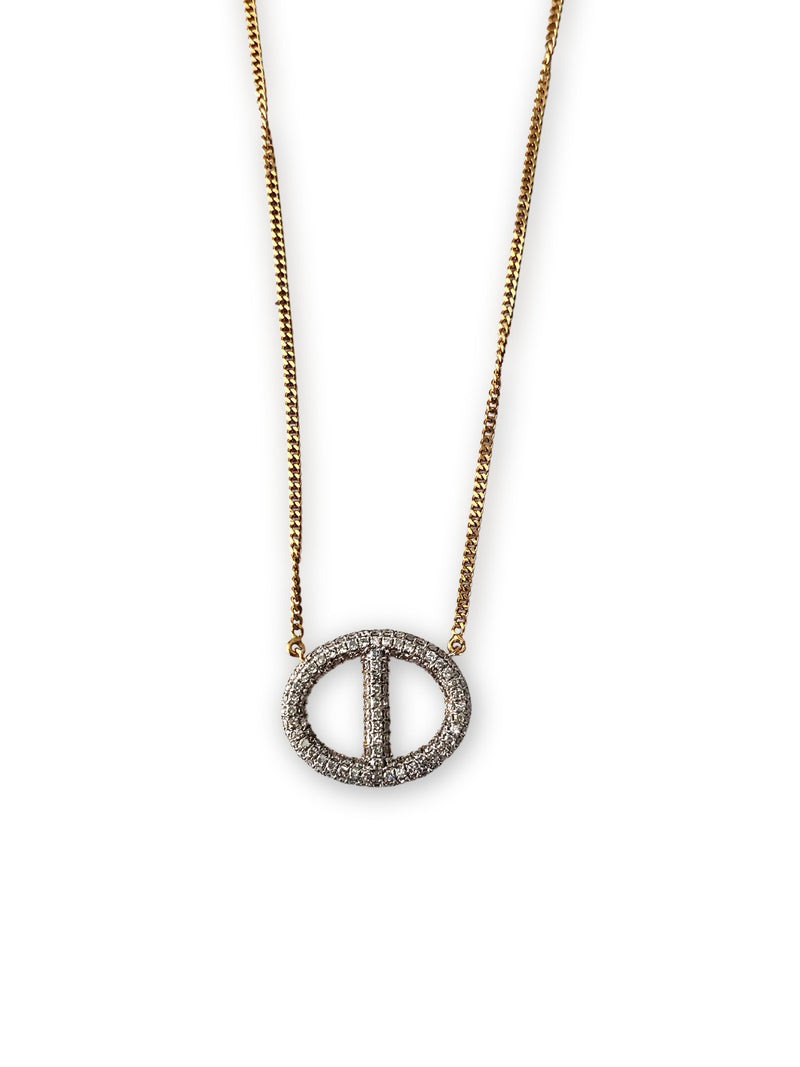 14K Gold (5.6g) W/ Brilliant Diamond (.89C) Mini Rockstar Necklace (15”-17”)-Necklaces-Gretchen Ventura
