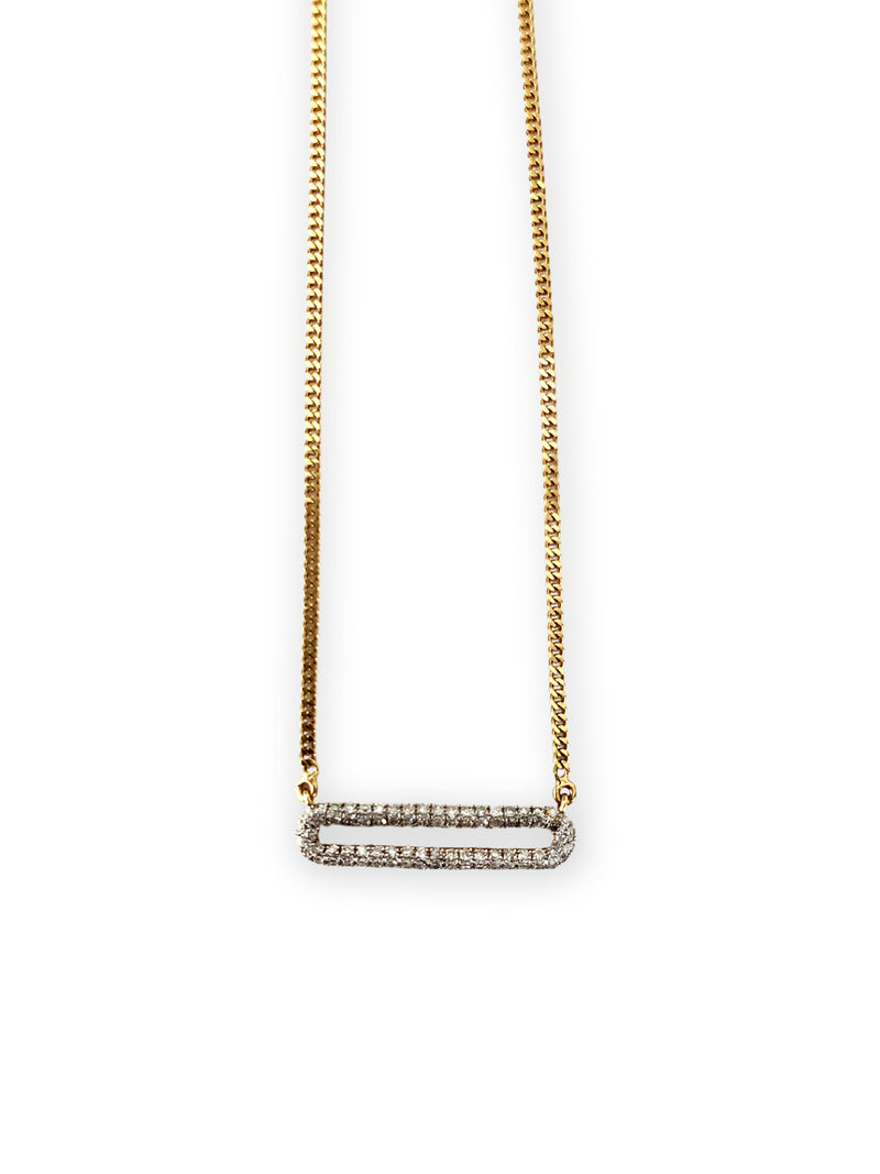 14K Gold (4.4g) W/ Brilliant Diamond (.42C) Mini Rockstar Necklace (15”-17”) #9603-Necklaces-Gretchen Ventura