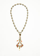 Diamond, Peridot, Carnelian, Blue & Yellow Topaz & Garnet Pendant w/Diamond Cut Rosary Chain #9330-Necklaces-Gretchen Ventura