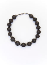 Hand Carved Moroccan Ebony Dark Wood Beads w/ Diamond Wheels Necklace-Necklace-Gretchen Ventura