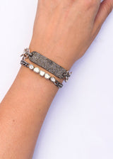 Sterling Chain & Rose Cut Diamond (3.55 C) Bracelet (8")-Bracelets-Gretchen Ventura
