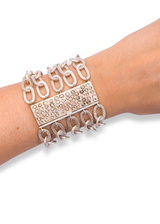 Sterling Silver links, Conflict Free Diamond slice Encrusted Clasp #2738-Bracelets-Gretchen Ventura