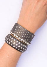 Matte Sterling 18K Gold Clasp w/ Single Cut Diamond(14.9 C) Bangle-Bracelets-Gretchen Ventura