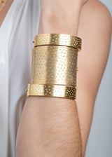 Gold Plate over Sterling & Pave Diamond Cuff #2793-Bracelets-Gretchen Ventura