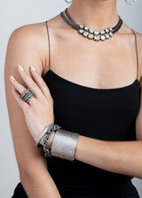 Matte Sterling & Pave Diamond Cuff Bracelet #2794-Bracelets-Gretchen Ventura