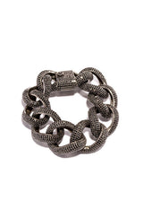 Black Spinel & Sterling Curb Chain Rock Star Bracelet #2805-Bracelets-Gretchen Ventura