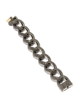 Black Spinel & Sterling Curb Chain Rock Star Bracelet #2805-Bracelets-Gretchen Ventura