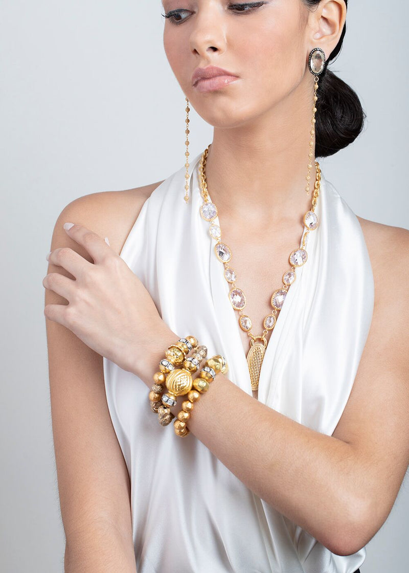 Rose Cut & Gold Beads w/ 22K Gold Hill Tribe & Gold Plate over Silver Antique Afghani Beads #2815-Bracelets-Gretchen Ventura