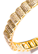 Pave Diamond on Gold Plate over Sterling Bangle #2857-Bracelets-Gretchen Ventura