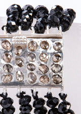 Sterling Silver Raw Diamond Clasp Multi Strand Diamond Cut Black Spinel Bracelet #2885-Bracelets-Gretchen Ventura