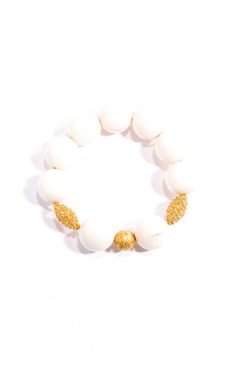 18K Rose Cut Diamond Round and Oval Beads & Moose Antler Beads (15mm) Bracelet #2900-Bracelets-Gretchen Ventura