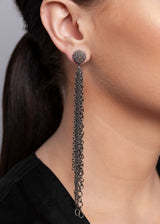 Diamond Stud w/ Sterling Chain Tassel Earrings(5.5) #3355-Earrings-Gretchen Ventura