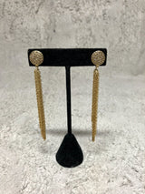Gold Plated over Silver & Diamond Stud w/ Gold Plated over Silver Sterling Chain Tassel Earrings(3.5)-Earrings-Gretchen Ventura