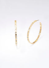 Gold Plate over Sterling and Conflict free Diamond Slice Hoops #3367-Earrings-Gretchen Ventura