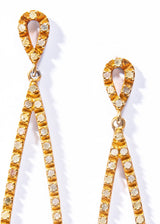 Gold Plate over Sterling Silver Diamond Tear Drop Earring (2.5") #3495-Earrings-Gretchen Ventura