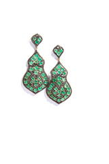 Emerald (25.7c) Pave Diamond (2.86c) in Sterling Silver Earrings #3513-Earrings-Gretchen Ventura