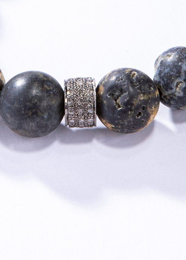 Rare Ocean Jasper w/ Diamond Wheel Bracelet #4211-Men's-Gretchen Ventura
