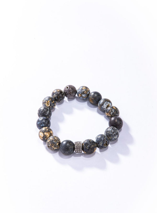 Rare Ocean Jasper w/ Diamond Wheel Bracelet #4211-Men's-Gretchen Ventura