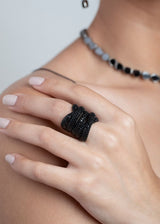 Black Spinel Wrap Ring (size- 6,7,8) #5022-Rings-Gretchen Ventura