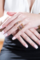 14 K Matte Gold Ring w/ Pink Sapphire (1.30 C) #5032-Rings-Gretchen Ventura