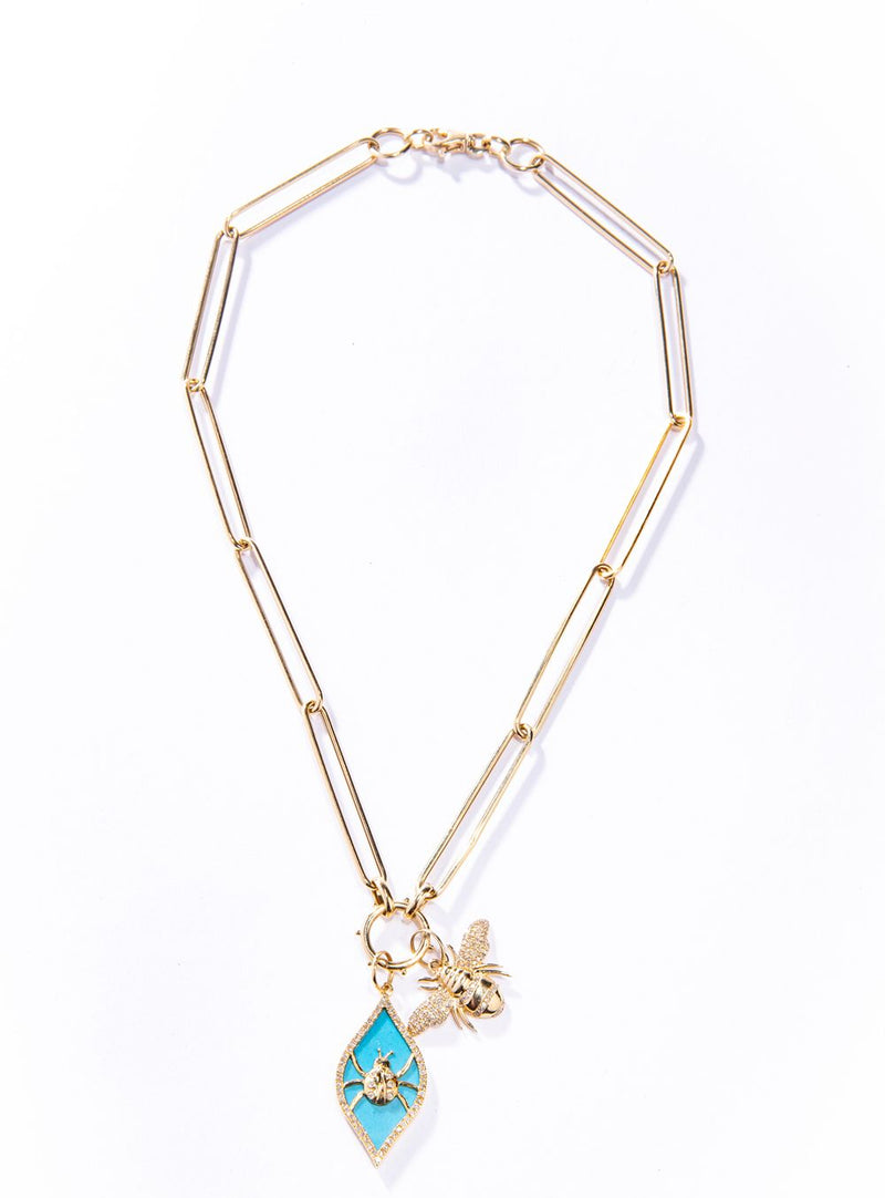 14K Yellow Gold & Diamond Bee Pendant (.80")(0.35C) #7196-Neck Pendant-Gretchen Ventura