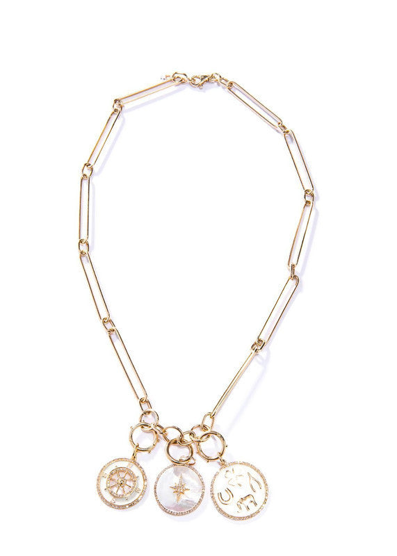 14K Yellow Gold, Diamond & Enamel Good Luck Pendant #7200-Neck Pendant-Gretchen Ventura