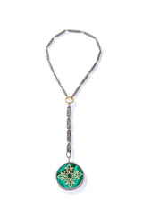 18K Gold Medalion, Brilliant cut Champagne Diamond (1.1 C) & Malachite Pendant #7225-Neck Pendant-Gretchen Ventura