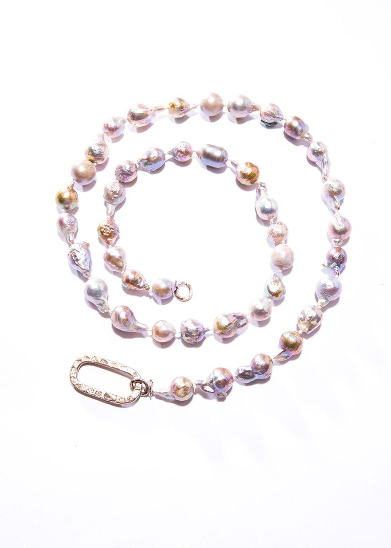 Fresh water Taupe Baroque Pearl w/ Conflict Free Diamond Slice Sterling Silver Clasp #7606-Chain-Gretchen Ventura