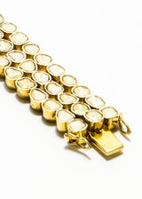 3 Rows Rose Cut Diamond (10.44 C) In Gold Plate Over Sterling Bracelet #2837-Bracelets-Gretchen Ventura