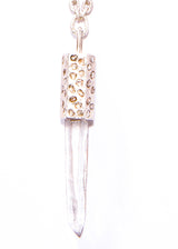 Crystal Pendant Capped w/ Sterling Silver & CF Diamond Slices & Hammered Acid Wash Chain (20"+2.5") #9464-Necklaces-Gretchen Ventura