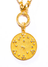 Gold Vermeil Over Sterling & Diamond Pendant w/ Gold Vermeil Link Chain, Clasp & Bale #9447-Necklaces-Gretchen Ventura