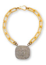 Diamond Plate On Gold Plate over Sterling GV Link Necklace #9035-Necklaces-Gretchen Ventura