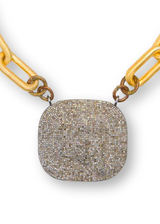 Diamond Plate On Gold Plate over Sterling GV Link Necklace #9035-Necklaces-Gretchen Ventura