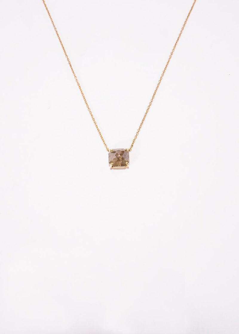 Rose Cut Gray Diamond w/18 K Gold Chain (1.8C) (18") #9229-Necklaces-Gretchen Ventura
