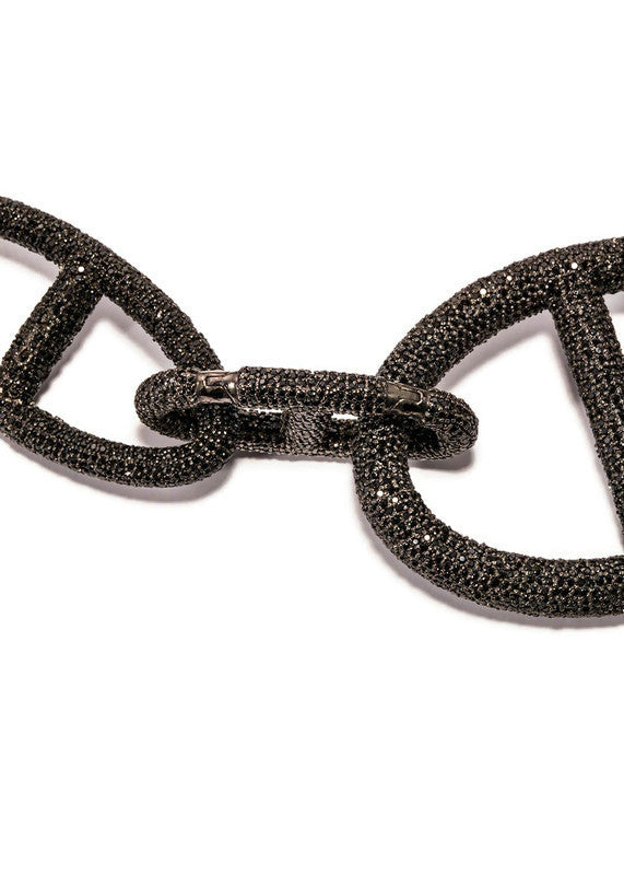 Blackened Hand Hammered Sterling Chain & Diamond Clasps w/ Rockstar Collection 1, 3, 7 #9284-Necklaces-Gretchen Ventura