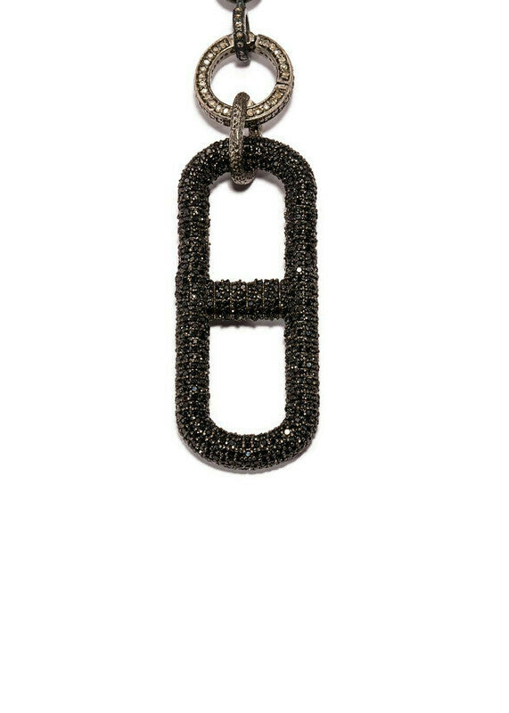 Rhodium Plated Sterling Chain & Diamond Clasps w/ Rockstar Collection 6 (14") #9288-Necklaces-Gretchen Ventura