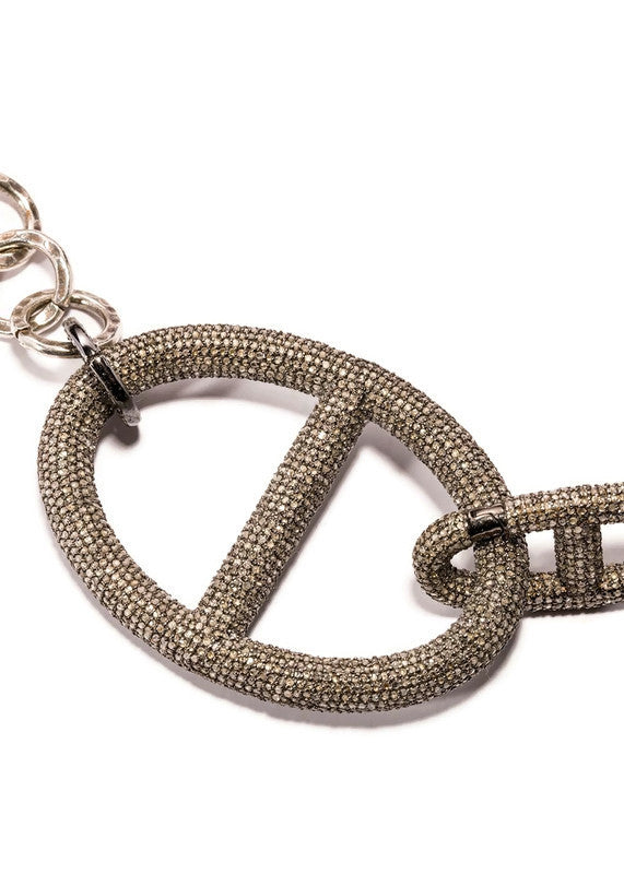 Hand Hammered Sterling Chain & Diamond Clasps w/ Rockstar Collection 9,11,15 #9290-Necklaces-Gretchen Ventura