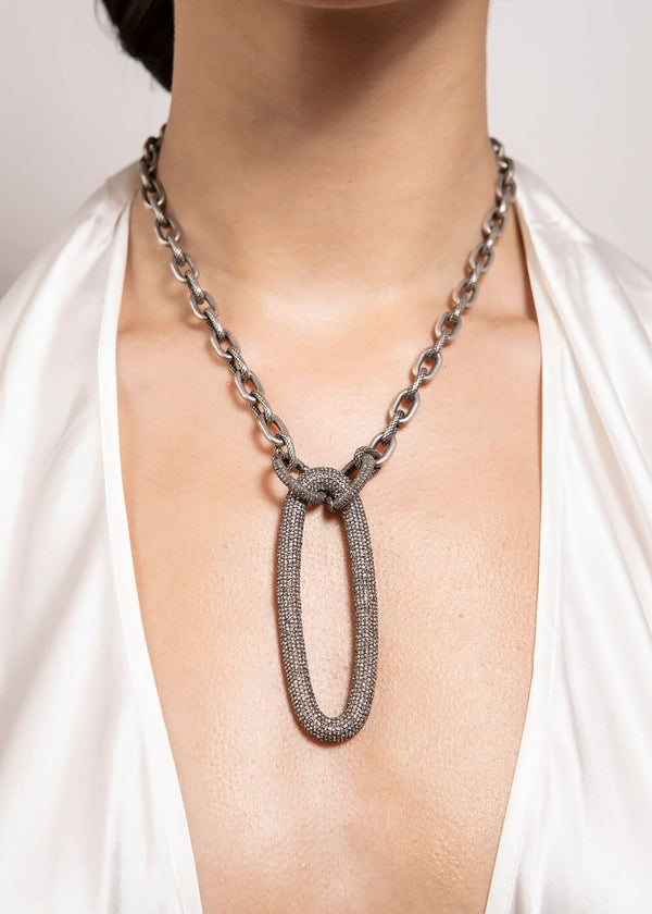 Vintage Sterling Chain & Diamond Clasps w/ Rockstar Collection #9291-Necklaces-Gretchen Ventura