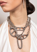 Vintage Sterling Chain & Diamond Clasps w/ Rockstar Collection #9291-Necklaces-Gretchen Ventura