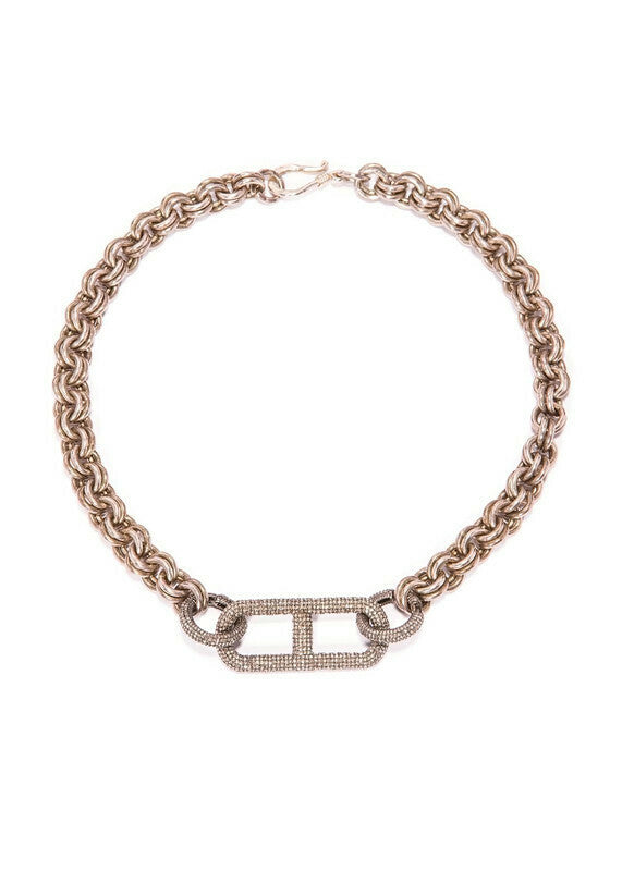 Vintage Sterling Chain & Diamond Clasps w/ Rockstar Collection 14 #9293-Necklaces-Gretchen Ventura