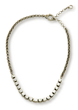 Rose Cut Diamond (5.2C) in SS On Oxidized SS Chain & Diamond Lobster Clasp (19")-Necklaces-Gretchen Ventura