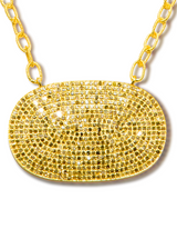 Large Pave Diamond Plate in Gold Plate Over Sterling Chain #9400-Necklaces-Gretchen Ventura