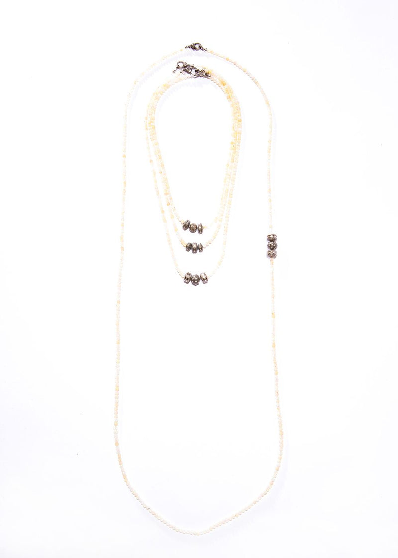 Faceted Opal Beads w/ Pave & Baguette Diamonds (44")-Necklaces-Gretchen Ventura