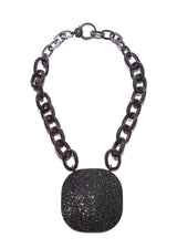 Black Spinel Plate w/ Black spinel Link chain & Clasp w/Blackened Sterling GV Chain #9437-Necklaces-Gretchen Ventura