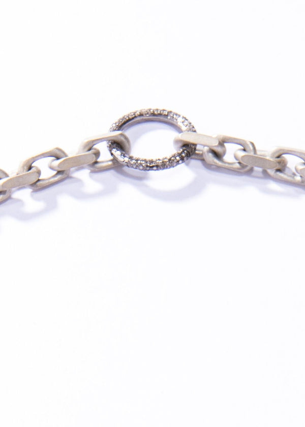 Matte Sterling Silver Link Chain w/ Pave Diamond Clasp 24" #9462-Chain-Gretchen Ventura