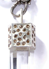 Raw Crystal Capped in Sterling & Raw Diamond w/ Rock Quartz Crystals & Diamond Clasp (17"+ 3.75")-Necklaces-Gretchen Ventura