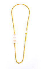 20K Gold over Wax & Solid 18K Gold Beads w/ Hand Carved Quartz Crystals & 20K Gold Discs & Clasp (44") #9508-Necklaces-Gretchen Ventura