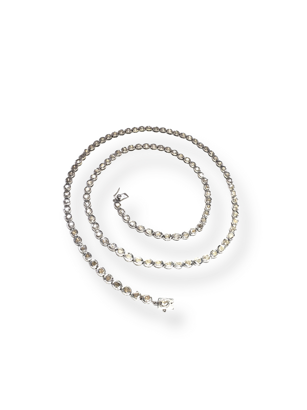 Rose Cut Diamond Necklace in Sterling Silver 40" #9524-Necklaces-Gretchen Ventura
