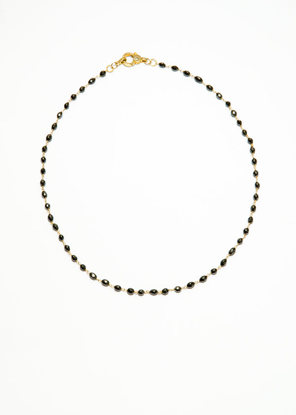 Faceted Black Diamond in 18K Gold Rosary Chain w/ Diamond Lobster Clasp #9312-Chain-Gretchen Ventura